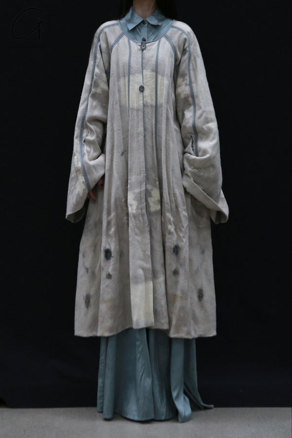 Mutedance 24 Autumn and Winter Loose Flower Dye Button Padded Jacket MD-MD24FW110-sand MD24FW110 MD24FW109